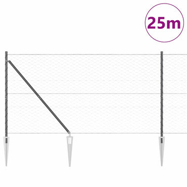 vidaXL Zaunpfosten Grau 25 x 1,4 m (50 mm Mesh) Stahl und PVC