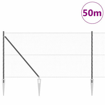 vidaXL Zaunpfosten Grau 50 x 1,2 m (25 mm Maschen) Stahl und PVC