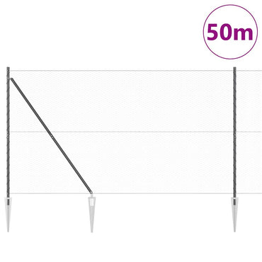 vidaXL Zaunpfosten Grau 50 x 1,6 m (25 mm Maschenweite) Stahl und PVC