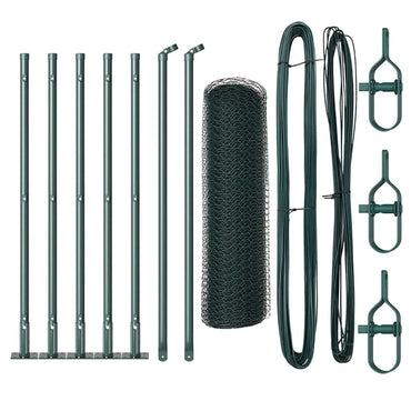 vidaXL Zaunpfosten Grün 10 x 0,5 m (13 mm Netz) Stahl und PVC