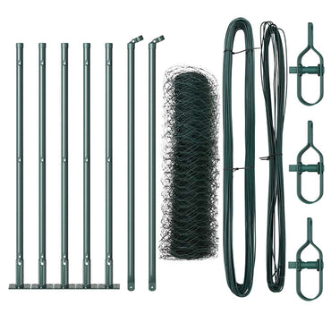 vidaXL Zaunpfosten Grün 10 x 0,5 m (50 mm Maschen) Stahl und PVC