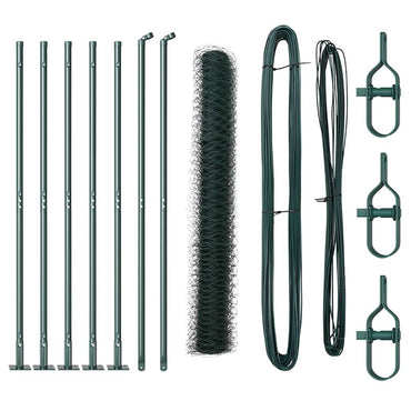 vidaXL Zaunpfosten Grün 10 x 1 m (36 mm Maschen) Stahl und PVC