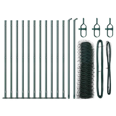 vidaXL Zaun mit Pfosten Grün 0,5 x 25 m PVC-beschichteter Stahl