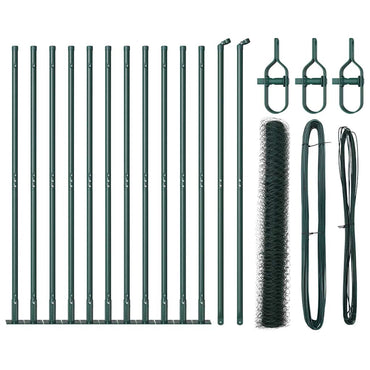vidaXL Zaunpfosten Grün 25 x 0,8 m (50 mm Mesh) Stahl und PVC