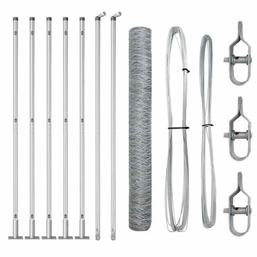 vidaXL Zaunpfosten Silber 10 x 1,2 m (50 mm Maschen) Stahl