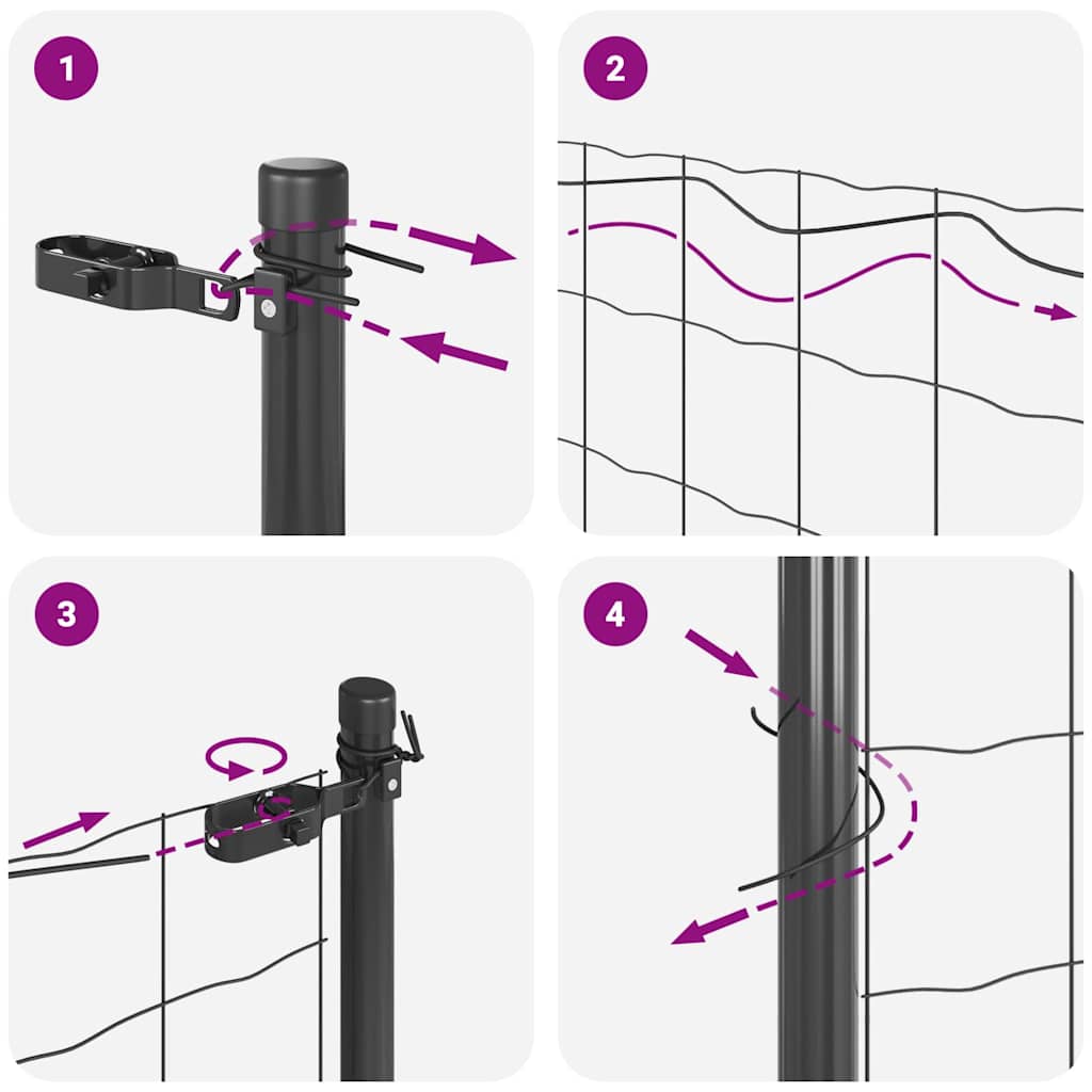 vidaXL Zaunpfosten Grau 50 x 0,5 m (25 x 25 mm Netz) Stahl und PVC
