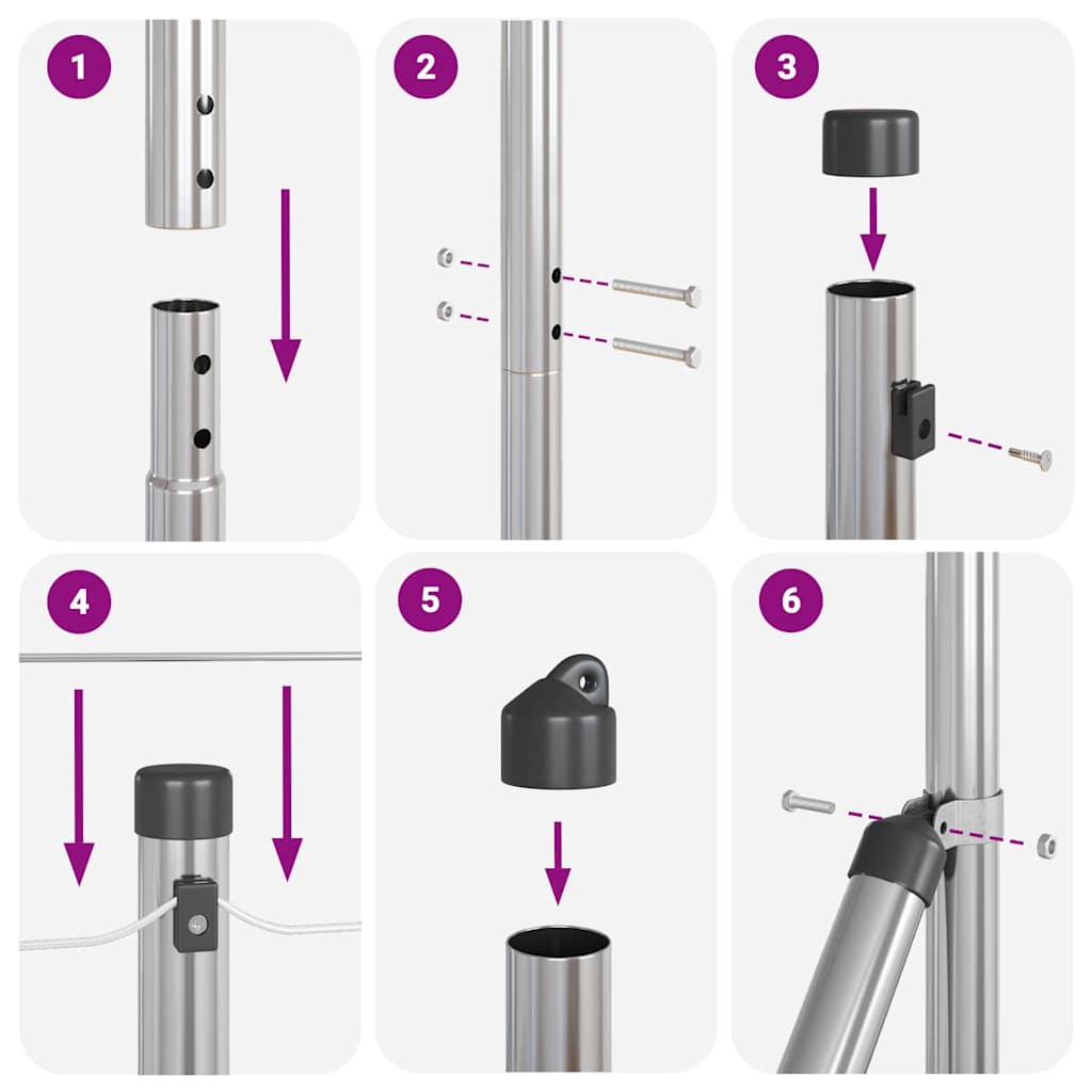 vidaXL Zaunpfosten Silber 50 x 1,5 m (12 x 12 mm Maschen) Stahl