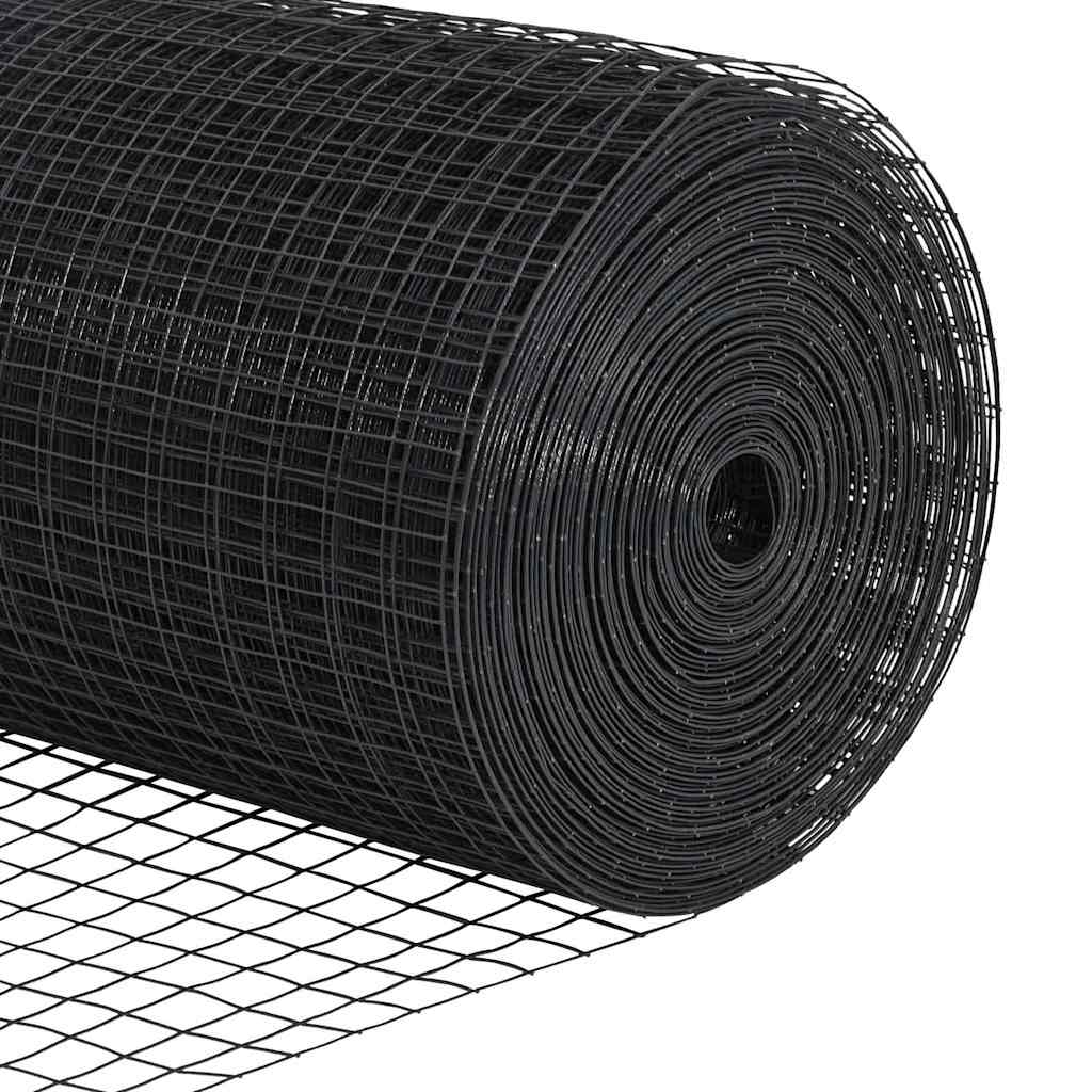vidaXL Zaunpfosten Grau 50 x 0,5 m (12 x 12 mm Masche) Stahl und PVC