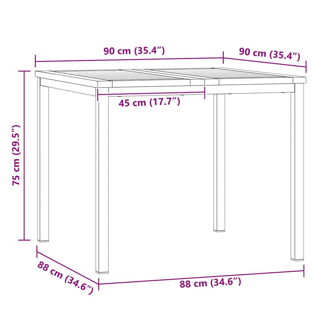 vidaXL Esstisch Braun 90 x 90 x 75 cm Massivholz Teak