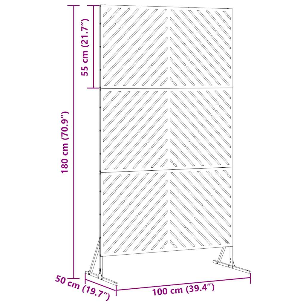 vidaXL Sichtschutz Grau 100 x 50 x 180 cm Stahl