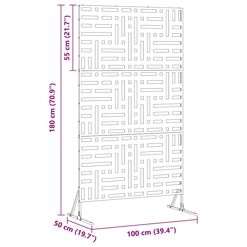 vidaXL Sichtschutz Grau 100 x 50 x 180 cm Stahl