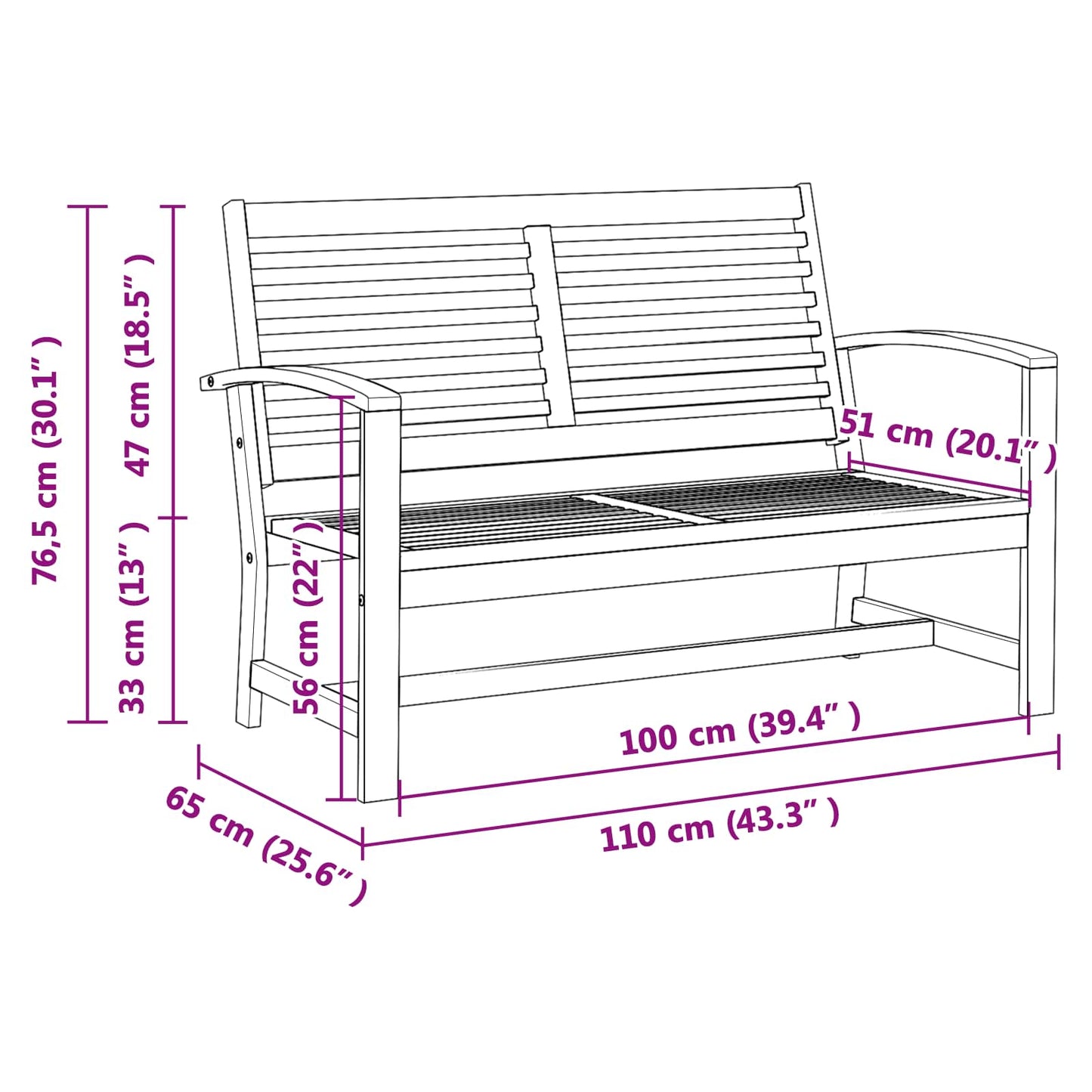 vidaXL Bank Braun 110 x 65 x 76,5 cm Massivholz Teak