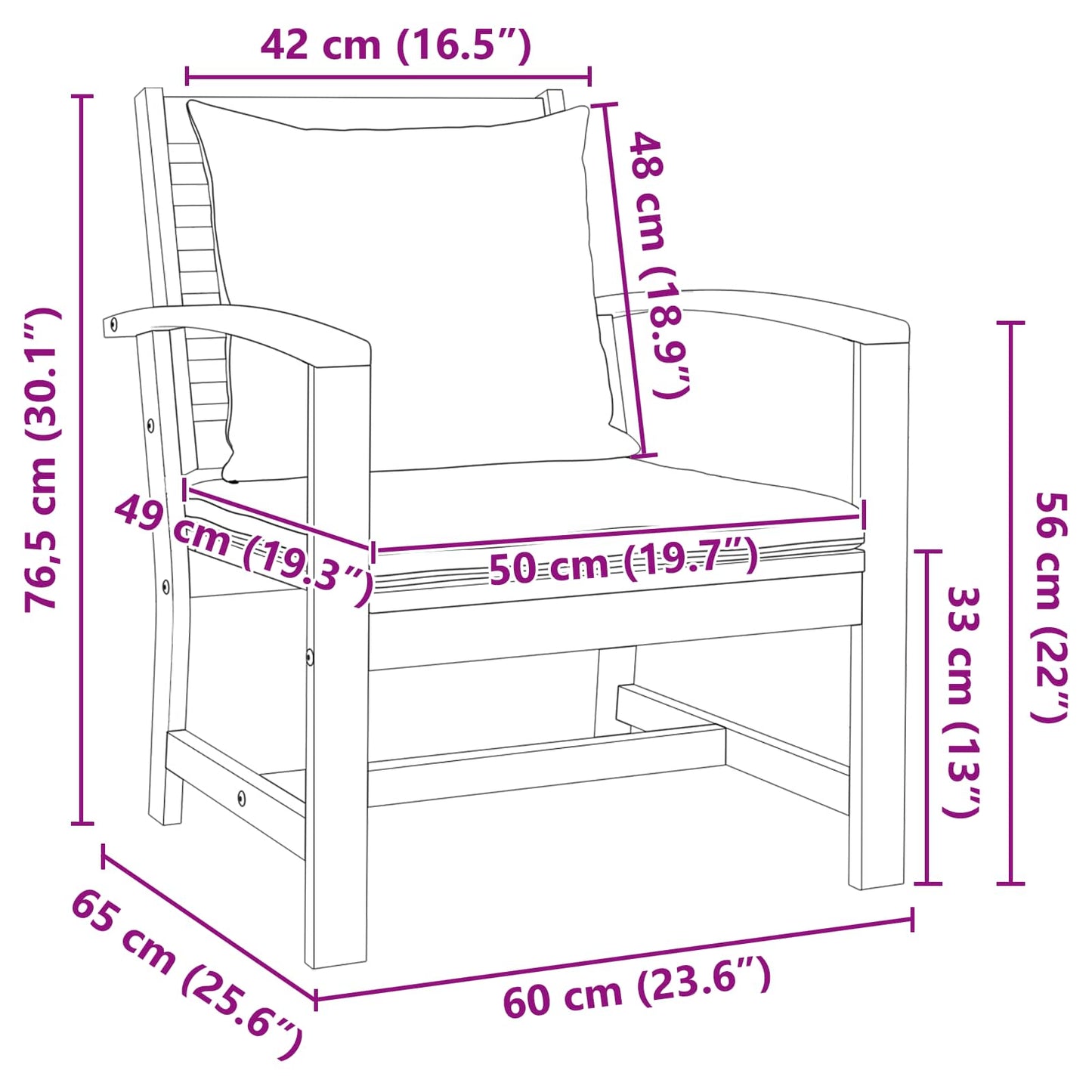 vidaXL Stuhl 2 pcs Braun und Creme 65 x 60 x 76,5 cm Massivholz Teak
