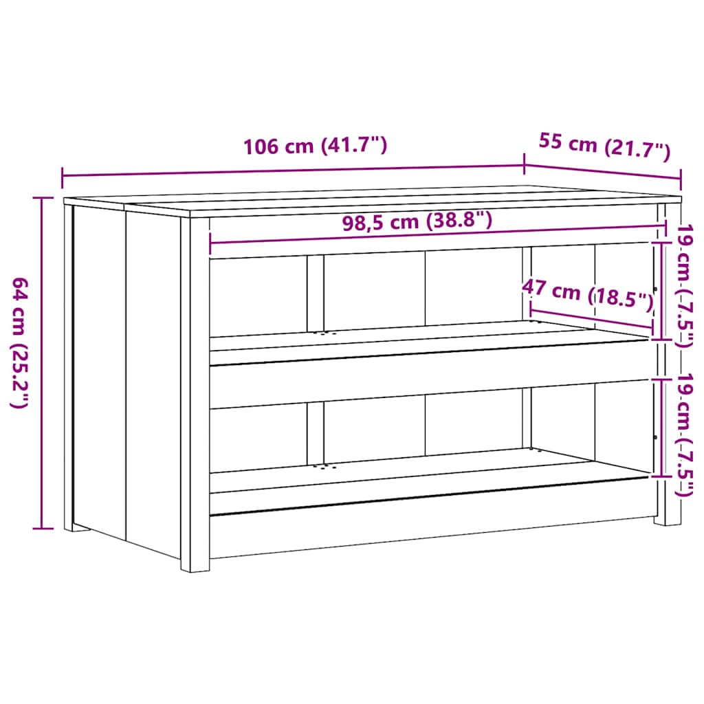 vidaXL Küchenschrank Weiß 106 x 55 x 64 cm Massives Kiefernholz