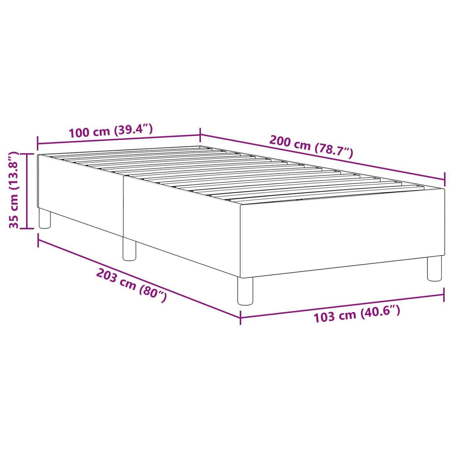 Plattformbettgestell Dunkelgrau 100 x 200 cm Stoff