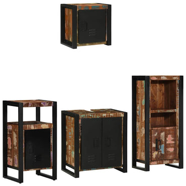 vidaXL Badezimmermöbel-Set mit Regal 4 pcs Massives upgecyceltes Holz