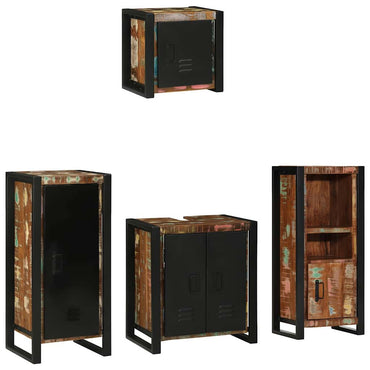 vidaXL Badezimmermöbel-Set mit Regal 4 pcs Massives upgecyceltes Holz