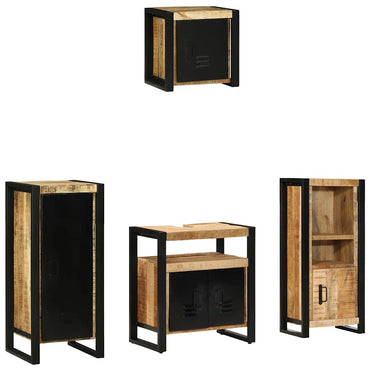 vidaXL Badezimmermöbel Set mit Regal 4 pcs Braun Massivholz Mango