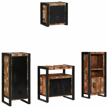 vidaXL Badezimmermöbel-Set mit Regal 4 pcs Massives upgecyceltes Holz