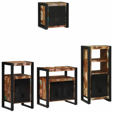 vidaXL Badezimmermöbel-Set mit Regal 4 pcs Massives upgecyceltes Holz