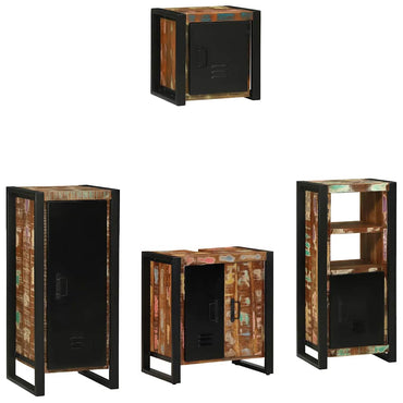 vidaXL Badezimmermöbel-Set mit Regal 4 pcs Massives upgecyceltes Holz