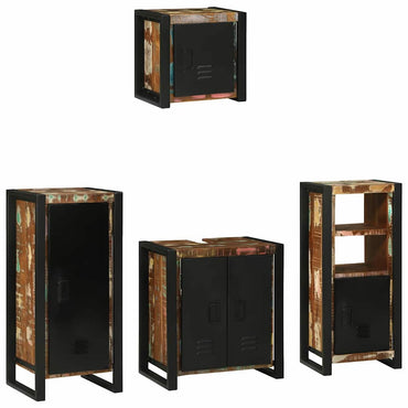 vidaXL Badezimmermöbel-Set mit Regal 4 pcs Massives upgecyceltes Holz