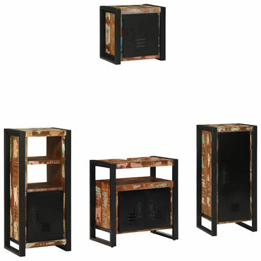 vidaXL Badezimmermöbel-Set mit Regal 4 pcs Massives upgecyceltes Holz