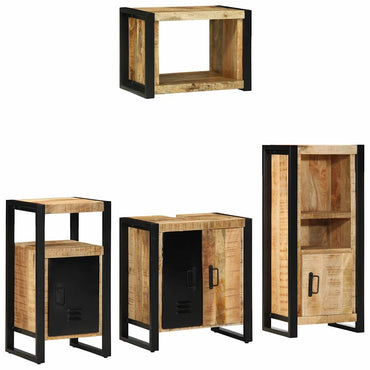 vidaXL Badezimmermöbel Set mit Regal 4 pcs Braun Massivholz Mango