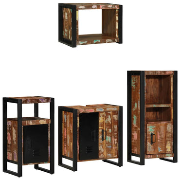 vidaXL Badezimmermöbel-Set mit Regal 4 pcs Massives upgecyceltes Holz