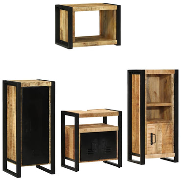vidaXL Badezimmermöbel Set mit Regal 4 pcs Braun Massivholz Mango