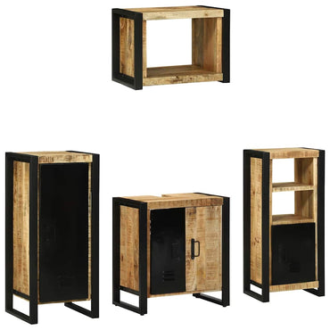 vidaXL Ensemble de meubles de salle de bain 4 pcs Marron et noir Bois de manguier massif