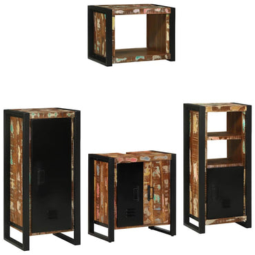 vidaXL Ensemble de meubles de salle de bain avec étagère 4 pcs Bois massif de récupération