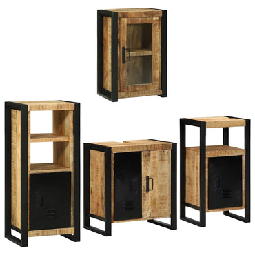 vidaXL Badezimmermöbel-Set mit Regal 4 pcs Braun Massivholz Mango