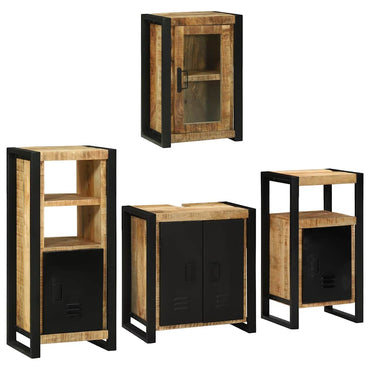 vidaXL Badezimmermöbel-Set mit Regal 4 pcs Braun Massivholz Mango