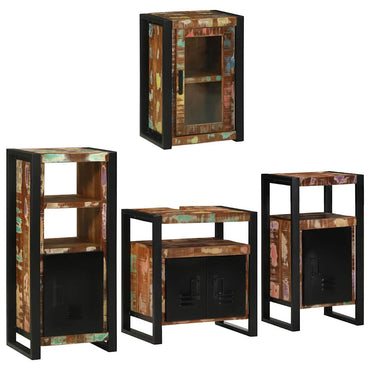 vidaXL Badezimmermöbel-Set mit Regal 4 pcs Mehrfarbig Massives Altholz