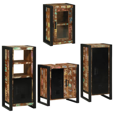 vidaXL Badezimmermöbel-Set mit Regal 4 pcs Mehrfarbig Massives Altholz