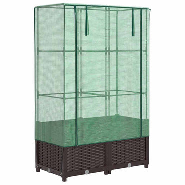 vidaXL Hochbeet mit Gewächshaus-Aufsatz Rattan-Optik 80x40x138 cm