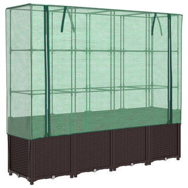 vidaXL Hochbeet mit Gewächshaus-Aufsatz Rattan-Optik 160x40x153 cm
