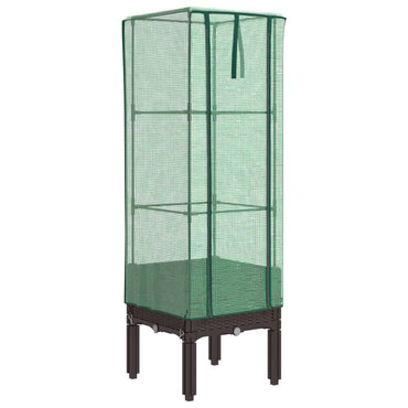 vidaXL Hochbeet mit Gewächshaus-Aufsatz Rattan-Optik 40x40x140 cm