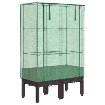 vidaXL Hochbeet mit Gewächshaus-Aufsatz Rattan-Optik 80x40x140 cm