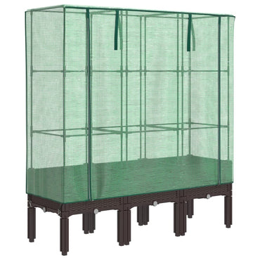 vidaXL Hochbeet mit Gewächshaus-Aufsatz Rattan-Optik 120x40x140 cm
