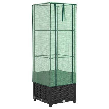 vidaXL Hochbeet mit Gewächshaus-Aufsatz Rattan-Optik 40x40x139 cm