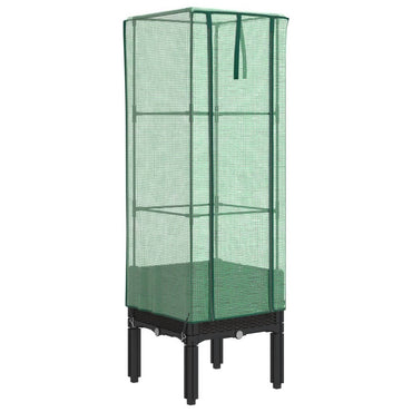 vidaXL Hochbeet mit Gewächshaus-Aufsatz Rattan-Optik 40x40x140 cm