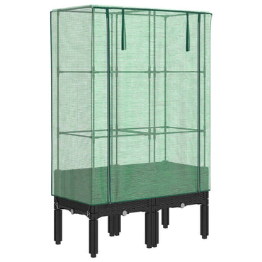 vidaXL Hochbeet mit Gewächshaus-Aufsatz Rattan-Optik 80x40x140 cm