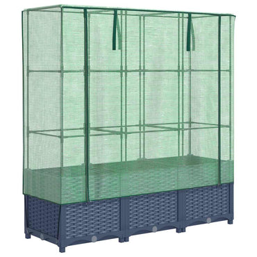 vidaXL Hochbeet mit Gewächshaus-Aufsatz Rattan-Optik 120x40x138 cm
