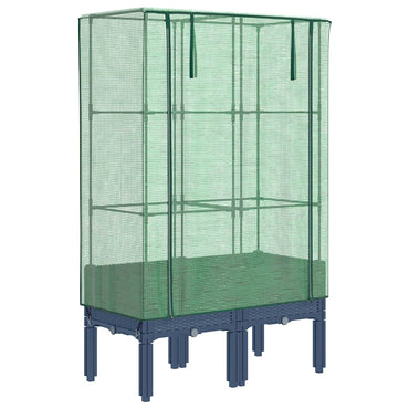 vidaXL Hochbeet mit Gewächshaus-Aufsatz Rattan-Optik 80x40x140 cm