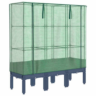 vidaXL Hochbeet mit Gewächshaus-Aufsatz Rattan-Optik 120x40x140 cm
