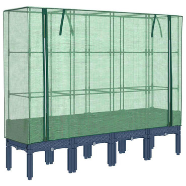 vidaXL Hochbeet mit Gewächshaus-Aufsatz Rattan-Optik 160x40x140 cm