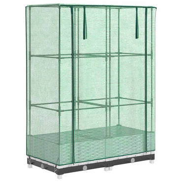 vidaXL Hochbeet mit Gewächshaus-Aufsatz Rattan-Optik 80x40x123 cm