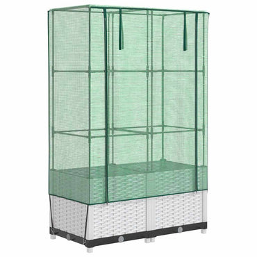 vidaXL Hochbeet mit Gewächshaus-Aufsatz Rattan-Optik 80x40x138 cm